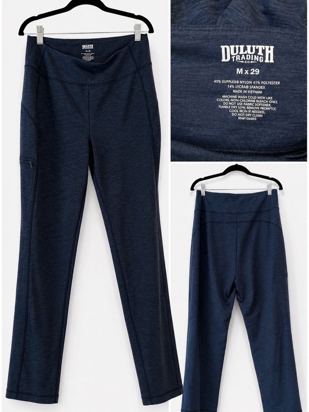 Duluth Trading Co Navy Stretch Active Leggings with Side Pocket